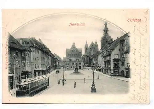 Litho Ak Eisleben Marktplatz 1903 Straßenbahn