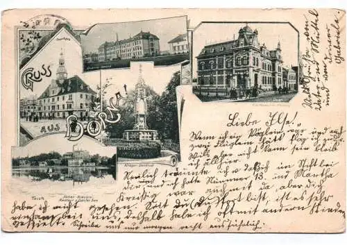 Litho Ak Gruss aus Borna bei Leipzig 1898