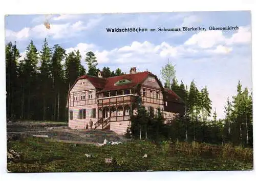 Ak Neukirch Waldschlößchen an Schramms Bierkeller Oberneukirch 1915 Bahnpost