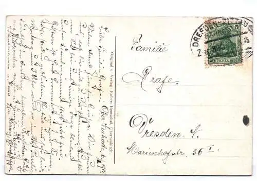Ak Neukirch Waldschlößchen an Schramms Bierkeller Oberneukirch 1915 Bahnpost