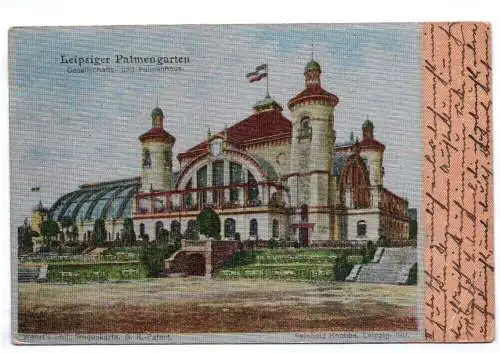 Seidenkarte Leipziger Palmengarten Wehrt 1902