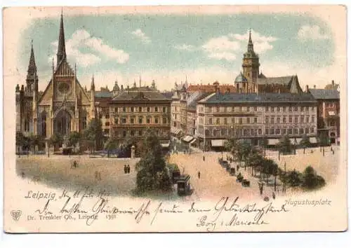 Litho Ak Leipzig Augustusplatz 1900 Trenkler Co