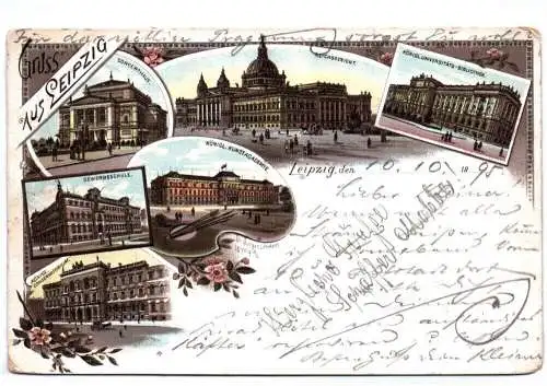 Litho Ak Gruss aus Leipzig Mehrbild 1895