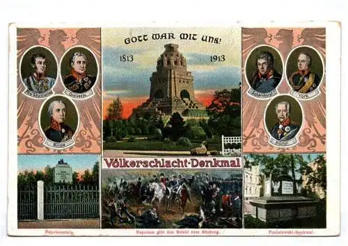 Ak Leipzig Völkerschlacht Denkmal Gott war mit uns 1913