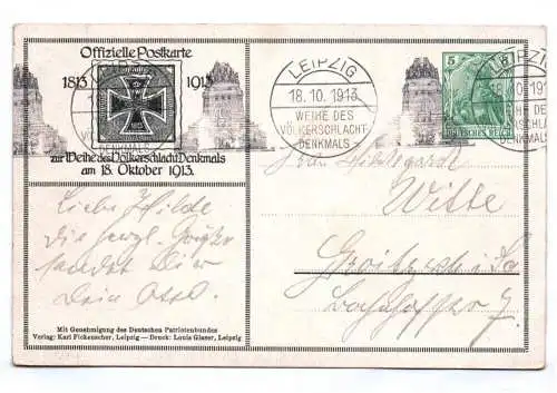 Ak Leipzig Völkerschlachtdenkmal 1813 bis 1913 Stempel