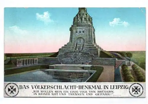Ak Leipzig Völkerschlachtdenkmal Eisernes Kreuz Schiller Zitat 