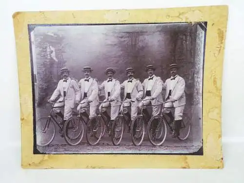 Pappfoto Radfahrer Fahrrad Kunstrad Herkules Oldtimer um 1910 Fotografie