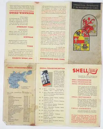 Shell Straßenkarte 2 Mecklenburg Vorpommern um 1930 Landkarte map