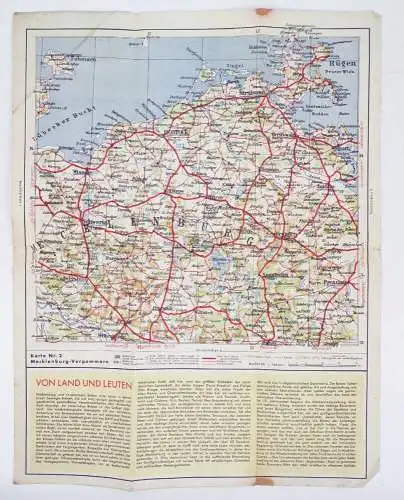 Shell Straßenkarte 2 Mecklenburg Vorpommern um 1930 Landkarte map