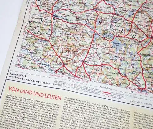 Shell Straßenkarte 2 Mecklenburg Vorpommern um 1930 Landkarte map