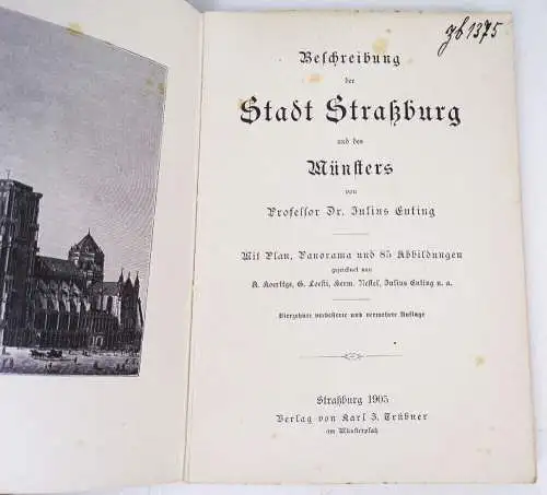 Beschreibung der Stadt Straßburg und des Münsters 1902 Julius Euting