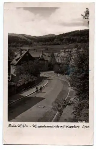 Foto Ak Zella Mehlis Magdalenenstraße mit Ruppberg 1955 DDR