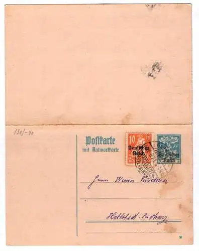 Postkarte mit Antwortkarte P130 Ganzsache Deutsches Reich 1921