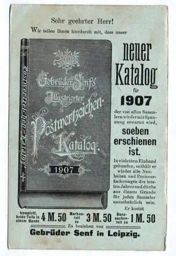 Ganzsache PZD 1906 Reklame Gebrüder Senf Leipzig Privat Zudruck