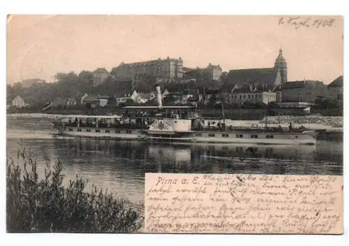 Litho Ak Pirna Elbe Raddampfer König Albert 1902 Elbedampfer