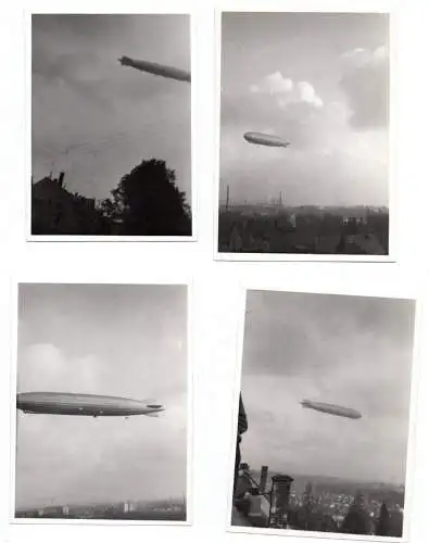 4 x Foto Zeppelin LZ127 Luftschiff um 1930 wohl Chemnitz