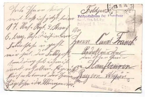 Ak Westrozebeke  Westflandern Belgien 1916 Feldpost