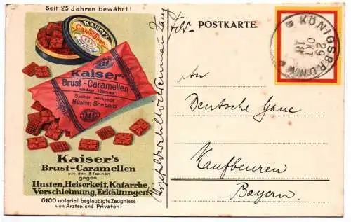 Reklame Ak Kaiser Brust Caramellen Husten Heiserkeit Königsbrunn Postkarte 1918