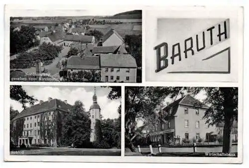 Ak Baruth Schloß Nordausgang Wirtschaftsbank 1939 Oberlausitz