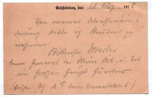 Feldpost General Munition Kolonne Trains Grossen Hauptquartier Rittmeister 1918