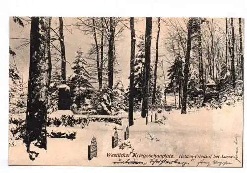 Ak Helden Friedhof bei Lusse Frankreich France 1917 Kaufbeuren Bayern Stempel