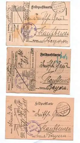 3 x Feldpost Karte königliche sächsische FLIEGER Abteilung 208 Stempel 1918