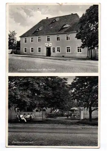 Ak Löbau Lehn Gasthaus zur Windmühle Gartenrestaurant Werbung