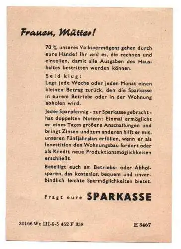 Sparkasse Vignette Reklame Sparen lohnt sich um 1950