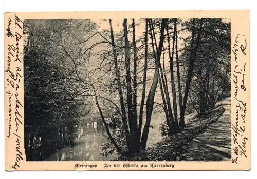 Ak Meiningen In der Werra am Herrenberg 1914