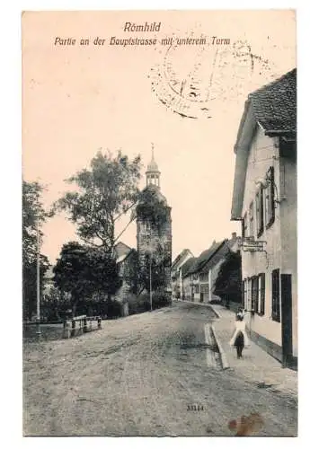 Ak Römhild Partie an der Hauptstrasse mit unterem Turm 1933