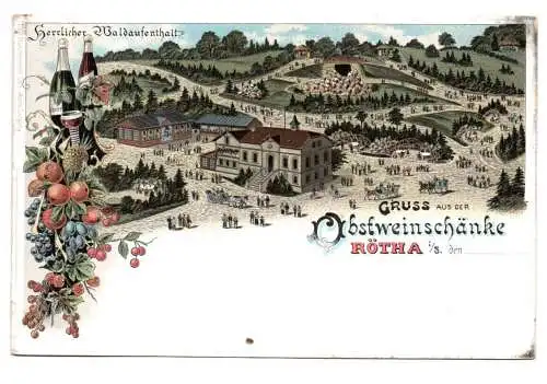 Litho Ak Gruss aus der Obstweinschänke Rötha i S. um 1910