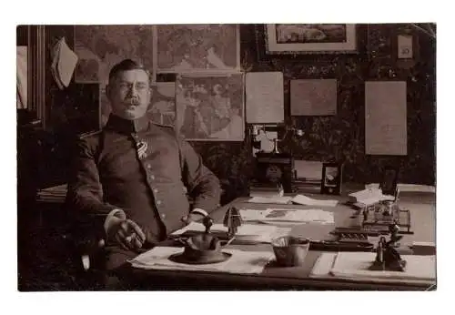 Foto Ak Offizier am Schreibtisch Kaiserreich Telefon  1 Wk