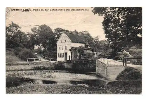 Ak Groitzsch Bezirk Leipzig Partie an der Schwennigke mit Wasserschänke 1928