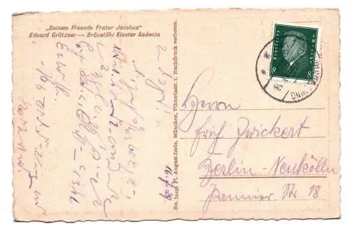 Ak Seinem Freunde Frater Jacobus Eduard Grützner Bräustübel Kloster Andechs 1929