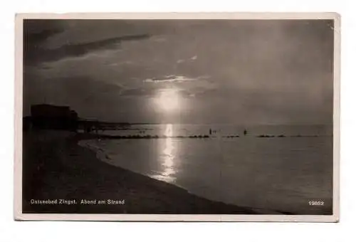 Foto Ak Ostseebad Zingst Abend am Strand 1935