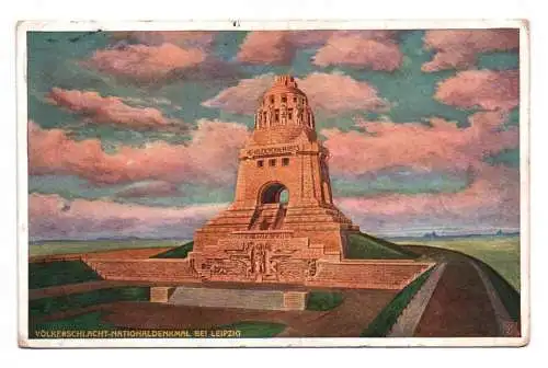 Litho Ak Völkerschlacht Nationaldenkmal bei Leipzig 1910