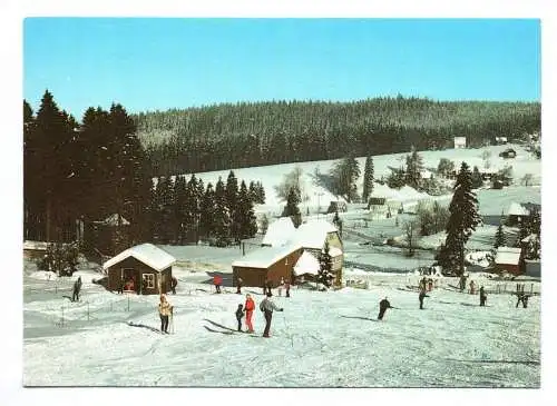 Foto Ak Mühlleithen Klingenthal Winter Menschen beim Skifahren 1988