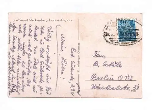 Ak Luftkurort Stecklenberg Harz Kurpark 1954