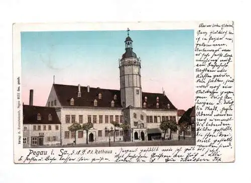 Litho Ak Pegau in Sachsen 1903 Rathaus