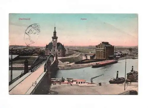 Litho Ak Dortmund Hafen 1907