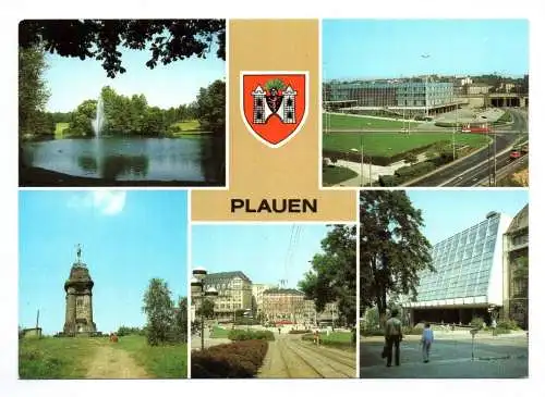 Ak Plauen Im Stadtpark Oberer Bahnhof Kemmlerturm 1983 Otto Grotewohl Platz