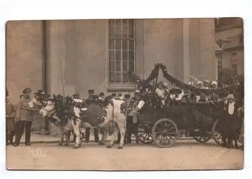 Foto Ak Schönlinde Erzgebirge Festwagen Festumzug um 1910