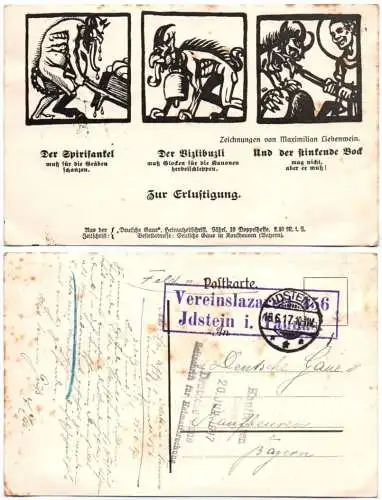 Künstler Ak Maximilian Lieberwein Stempel Vereinslazarett Idstein im Taunus 1917