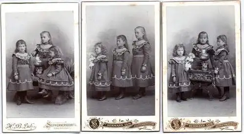 CDV Foto Set Mädchen Spielzeug um 1900 Luh Seifhennersdorf Bowle Puppe 