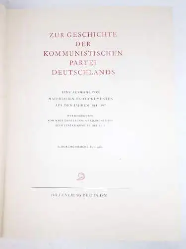 Zur Geschichte der Kommunistischen Partei Deutschlands 1914 bis 1946 KPD Buch