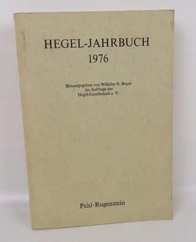 Hegel Jahrbuch 1976 Wilhelm R Beyer Pahl Rugenstein Philosophie