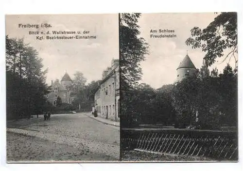 Ak Freiberg Wallstrasse Bezirkssteuer Einnahme Schloss Freudenstein 1907