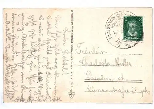 Ak Lauenstein im Erzgebirge Talpartie mit Engadin 1928