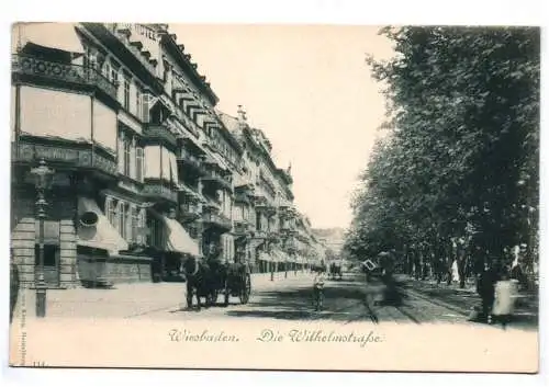 Litho Ak Wiesbaden Die Wilhelmstraße um 1910