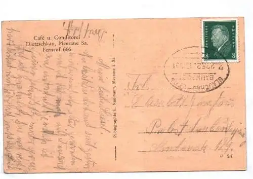 Ak Meerane Sachsen Cafe Konditorei Dietzschkau 1931 Bahnpost